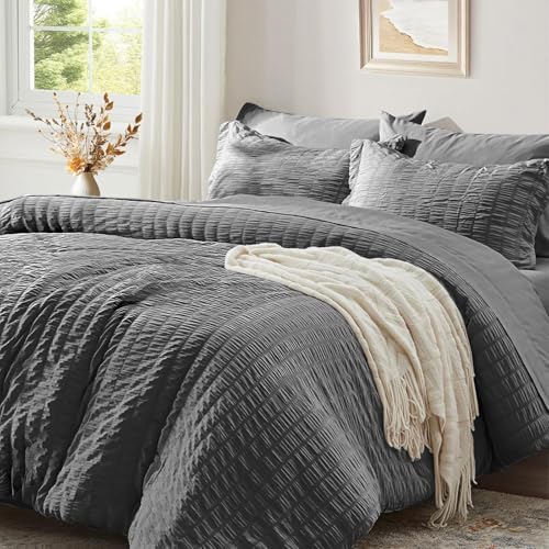 Luofanfei Seersucker Bettwäsche 220x240 Grau Dunkelgrau Gestreift Sommer Uni Einfarbig Wende Bettwäsche Set Microfaser Atmungsaktiv Leicht Bettbezug und Kissenbezüge 80x80 cm mit Reissverschluss Luofanfei Seersucker Bettwäsche 220x240 Grau Dunkelgrau Gestreift Sommer Uni Einfarbig Wende Bettwäsche Set Microfaser Atmungsaktiv Leicht Bettbezug und Kissenbezüge 80x80 cm mit Reissverschluss von Luofanfei