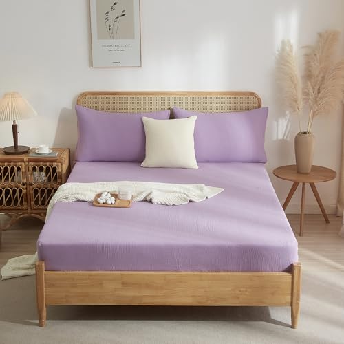 Luofanfei Spannbettlaken 200x200 Baumwolle Muslin Lila Boxspringbett Frottee Topper Weich Uni Atmungsaktiv Bettlaken für Hohe Matratze bis 25-30 cm Luofanfei Spannbettlaken 200x200 Baumwolle Muslin Lila Boxspringbett Frottee Topper Weich Uni Atmungsaktiv Bettlaken für Hohe Matratze bis 25-30 cm von Luofanfei
