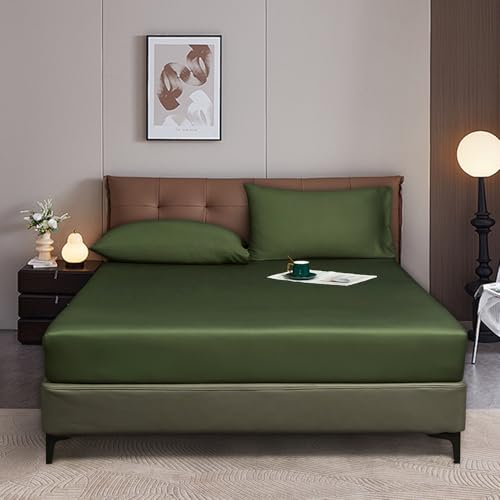 Luofanfei Spannbettlaken 200x200 Grün Olivgrün Boxspringbett Frottee Glänzend Sommer Kühlend Bambus Microfaser Bettlaken Uni Spannbetttücher für Hohe Matratze bis 25-30 cm Luofanfei Spannbettlaken 200x200 Grün Olivgrün Boxspringbett Frottee Glänzend Sommer Kühlend Bambus Microfaser Bettlaken Uni Spannbetttücher für Hohe Matratze bis 25-30 cm von Luofanfei