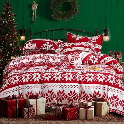 Luofanfei Weihnachten Bettwäsche 135x200 Schneeflocken Muster Mikrofaser Weihnachts Motiv Weihnachtsbettwäsche Weich Kuschelige Bettbezug 135x200 cm mit Reißverschluss + 1 mal 80x80cm Kissenbezug Luofanfei Weihnachten Bettwäsche 135x200 Schneeflocken Muster Mikrofaser Weihnachts Motiv Weihnachtsbettwäsche Weich Kuschelige Bettbezug 135x200 cm mit Reißverschluss + 1 mal 80x80cm Kissenbezug von Luofanfei