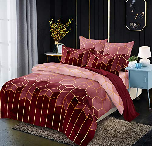 Luofanfei Weinrote Bettwäsche 200X200 cm Gestreift Bettbezug Set 3 Teilig Bettwaesche Mit Reißverschluss Streifen Geometrisch Microfaser Modern Bettwäsche Set Doppelbett Jugendliche von Luofanfei