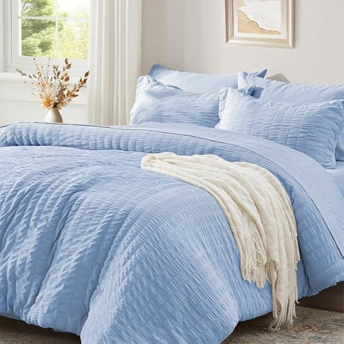Luofanfei Seersucker Bettwäsche 135x200 Blau Hellblau Sommer Uni Wende Gestreifte Sommerbettwäsche Microfaser Atmungsaktiv Leicht Geometrisches Muster Bettbezug Einzelbett und Kissenbezug 80x80 cm Luofanfei Seersucker Bettwäsche 135x200 Blau Hellblau Sommer Uni Wende Gestreifte Sommerbettwäsche Microfaser Atmungsaktiv Leicht Geometrisches Muster Bettbezug Einzelbett und Kissenbezug 80x80 cm von Luofanfei