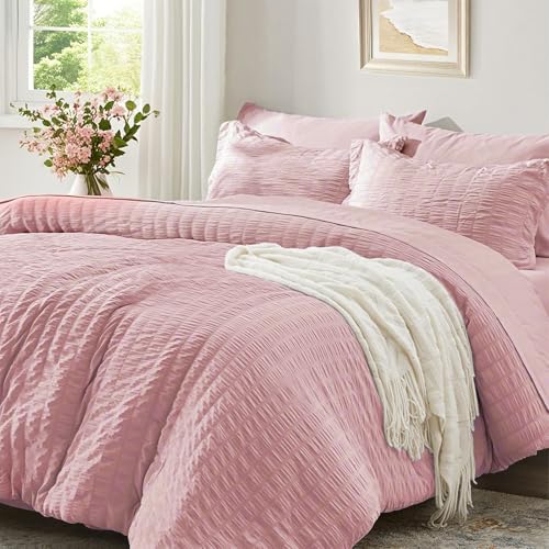 Luofanfei Seersucker Bettwäsche 200x220 Rosa Pink Sommer Gestreift Einfarbig Wende Bettwäsche Set Microfaser Atmungsaktiv Leicht Bettbezug Doppelbett und Kissenbezüge 80x80 cm mit Reissverschluss Luofanfei Seersucker Bettwäsche 200x220 Rosa Pink Sommer Gestreift Einfarbig Wende Bettwäsche Set Microfaser Atmungsaktiv Leicht Bettbezug Doppelbett und Kissenbezüge 80x80 cm mit Reissverschluss von Luofanfei