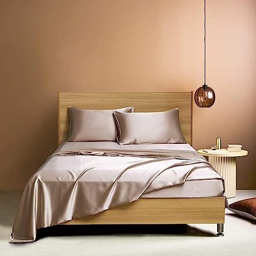 Spannbettlaken 140x200 Gold Braun Boxspringbett Frottee Topper Satin Satin Bettlaken Glänzend Seide Muster Spannbetttuch für 140 x 200 Uni Spannbetttücher für Hohe Matratze bis 25-30 cm von Luofanfei