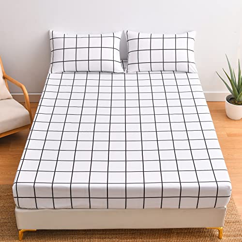 Luofanfei Spannbettlaken 160x200cm Microfaser Schwarz Weiß Karo Landhaus Muster Spannbetttuch Bettlaken Kariert für bis 25-30 cm Matraze Luofanfei Spannbettlaken 160x200cm Microfaser Schwarz Weiß Karo Landhaus Muster Spannbetttuch Bettlaken Kariert für bis 25-30 cm Matraze von Luofanfei