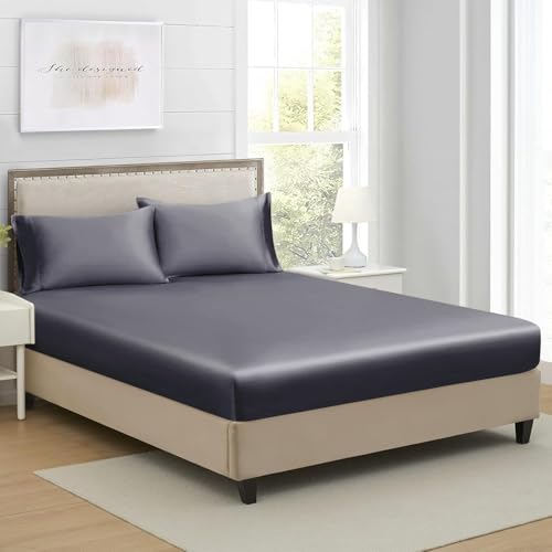 Luofanfei Spannbettlaken 180x200 Satin Anthrazit Dunkelgrau Grau Uni Muster Boxspringbett Topper Frottee Seide Glänzend Bettlaken Spannbetttuch Spannbetttücher für Hohe Matratze bis 25-30 cm Luofanfei Spannbettlaken 180x200 Satin Anthrazit Dunkelgrau Grau Uni Muster Boxspringbett Topper Frottee Seide Glänzend Bettlaken Spannbetttuch Spannbetttücher für Hohe Matratze bis 25-30 cm von Luofanfei