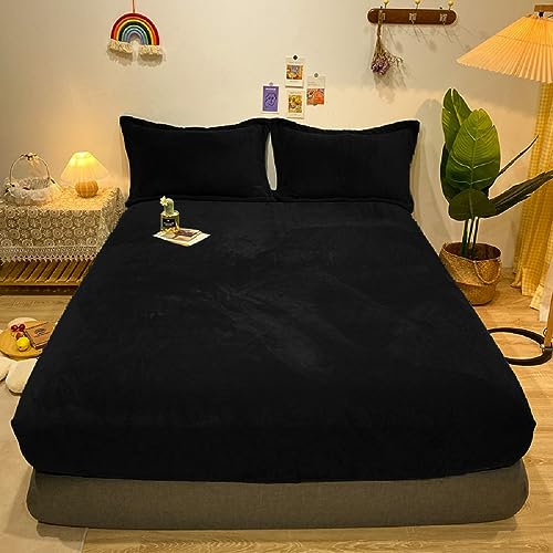 Warme Winter Spannbettlaken Bettlaken Fleece 140x200 Schwarz Flausch Cashmere Touch Teddy Plüsch Flanell Kuschelige Flauschige Bett Spannbetttuch Weich für Boxspringbetten Topper 30 cm Hohe Matratzen Warme Winter Spannbettlaken Bettlaken Fleece 140x200 Schwarz Flausch Cashmere Touch Teddy Plüsch Flanell Kuschelige Flauschige Bett Spannbetttuch Weich für Boxspringbetten Topper 30 cm Hohe Matratzen von Luofanfei