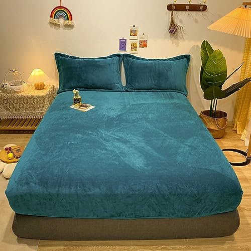 Warme Winter Spannbettlaken Bettlaken Fleece 180x200 Petrol Flausch Cashmere Touch Teddy Plüsch Flanell Kuschelige Flauschige Bett Spannbetttuch Weich für Boxspringbetten Topper 30 cm Hohe Matratzen Warme Winter Spannbettlaken Bettlaken Fleece 180x200 Petrol Flausch Cashmere Touch Teddy Plüsch Flanell Kuschelige Flauschige Bett Spannbetttuch Weich für Boxspringbetten Topper 30 cm Hohe Matratzen von Luofanfei