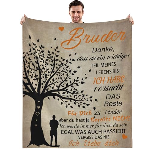 Luogort Bester Bruder Geschenk, Geschwister Geschenke für Dein Bruderherz, Kuscheldecke für Bruder-Bruder Geburtstagsgeschenk-Geschenke für Männer, Weiche Flanell Decke für Bett Sofa 130x150cm(Baum) von Luogort