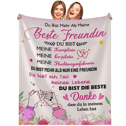 Luogort Beste Freundin Decke, Beste Freundin Geburtstags Geschenke für Frauen, Freundschaft Geschenke für Frauen Freunde, Werfen Decken für Bett Sofa Couch Reisen (130x150cm) von Luogort