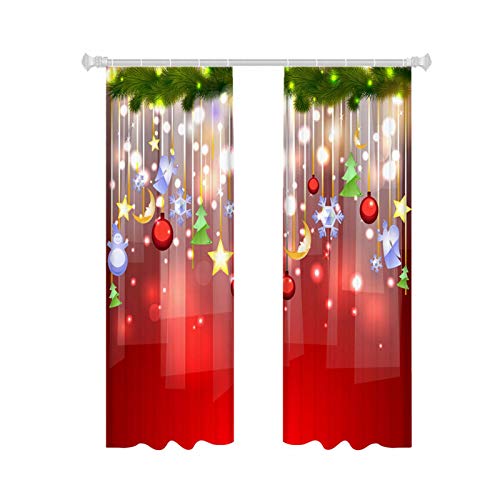Luoji Weihnachtsvorhang, blickdicht, Weihnachten, dunkelrot, halbschattierend, reduziert Lärm, spart Energie für Weihnachten, Weihnachten, geeignet für Wohnzimmer und Schlafzimmer von Luoji