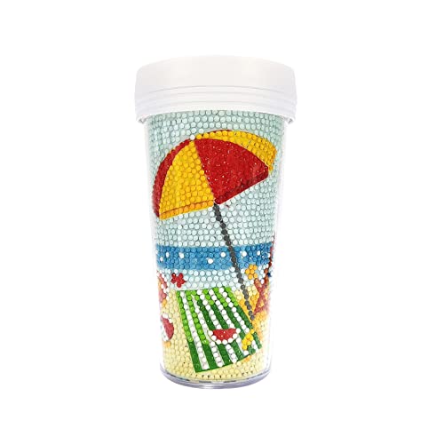 Luojuny 470 ml Acrylbecher mit Deckel und 5D-Aufklebern, Diamant-Malerei, Kunststoffbecher, Trinkgläser, trendige Trinkbecher, DIY-Wasserflaschen-Sets für Mädchen, C von Luojuny