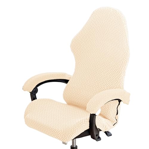Luojuny Bequemer Touch-Gaming-Stuhlbezug, atmungsaktiv, elastisch, verschleißfest, Reißverschluss, einfarbig, Sessel-Schonbezug für Computer, Büro Beige von Luojuny