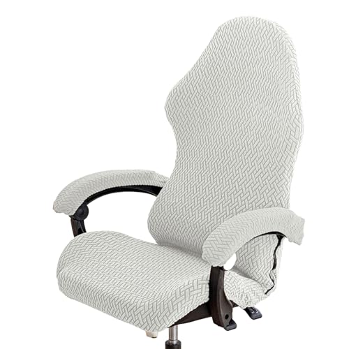 Luojuny Bequemer Touch-Gaming-Stuhlbezug, atmungsaktiv, elastisch, verschleißfest, Reißverschluss, einfarbig, Sessel-Schonbezug für Computer, Büro Silber grau von Luojuny