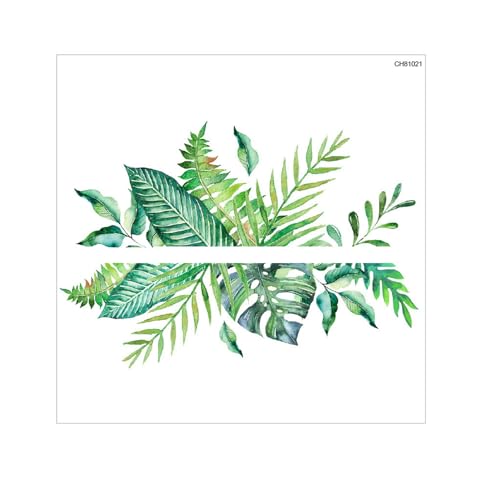 Luojuny Grüne Pflanze inspirierte Aufkleber Klebe Blatt Design Toilette Abnehmbar Selbstklebend Wasserdicht PVC Farn Badezimmer Dekor Wohnzimmer Wandkunst Deckel A von Luojuny