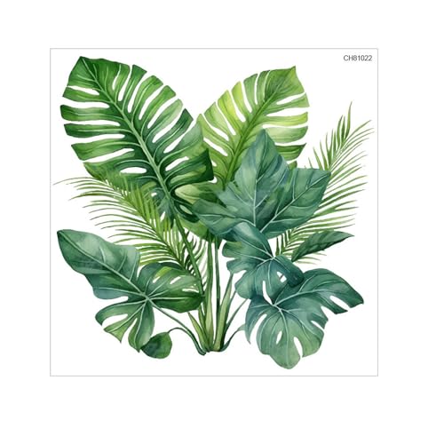 Luojuny Grüne Pflanze inspirierte Aufkleber Klebe Blatt Design Toilette Abnehmbar Selbstklebend Wasserdicht PVC Farn Badezimmer Dekor Wohnzimmer Wandkunst Deckel B von Luojuny