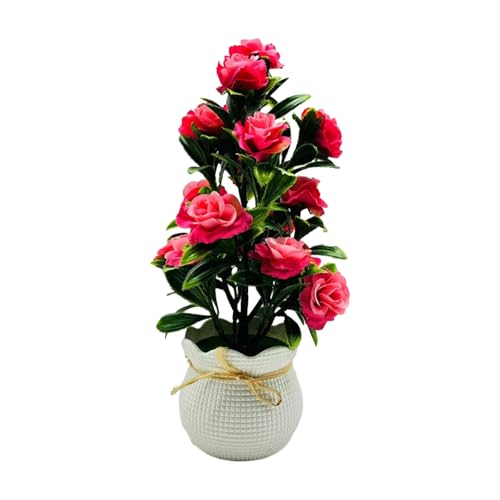 Luojuny Pflegeleichte Topfpflanze, schönes Kunstblumen-Arrangement, realistische künstliche Blume, bunt, langlebig, für Zuhause, Büro, Dekoration, lebensecht, Rot von Luojuny