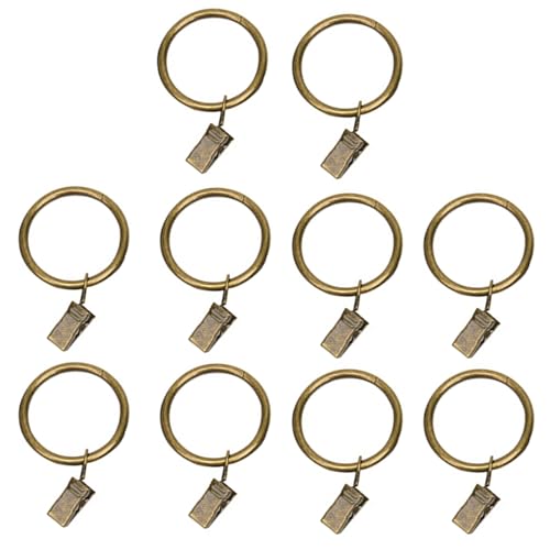 Luojuny Vorhang-Clip-Ringe, Stoffpaneel-Clips, 10 Stück, robuste Vorhang-Clip-Ringe aus Metall, einfach zu bedienen, glattes Ziehen, platzsparende tragende Vorhangringe Antike Bronze 35mm von Luojuny