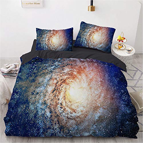 Luowei Bettwäsche 135x200cm Galaxie Universum Motiv Bettbezug Set Mikrofaser Kinder Jungen Deckenbezug mit Reißverschluss und 1 Kissenbezug 80x80 cm – ( Galaxy 1, 135 x 200 cm ) von Luowei