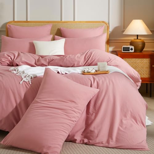 Luowei Baumwolle Bettwäsche 155x220 cm Rosa Ästhetik Mädchen Bettbezug 100% Gewaschene Baumwolle Weich Einfarbig Bettwäsche Set für Freund Familie Geschenk mit 2 Kissenbezug 80x80 cm Luowei Baumwolle Bettwäsche 155x220 cm Rosa Ästhetik Mädchen Bettbezug 100% Gewaschene Baumwolle Weich Einfarbig Bettwäsche Set für Freund Familie Geschenk mit 2 Kissenbezug 80x80 cm von Luowei