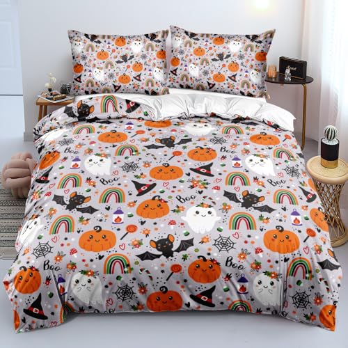Luowei Halloween Bettwäsche 135x200 Kürbis Regenbogen Geist 3D Bettwäsche Halloween Weich Microfaser Bettwäsche 2teilig für Kinder Teenager Geschenk mit Reißverschluss und 80x80 cm Kissenbezug Luowei Halloween Bettwäsche 135x200 Kürbis Regenbogen Geist 3D Bettwäsche Halloween Weich Microfaser Bettwäsche 2teilig für Kinder Teenager Geschenk mit Reißverschluss und 80x80 cm Kissenbezug von Luowei