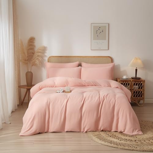 Luowei Muslin Bettwäsche 155x220 cm Rosa 100% Baumwolle Mädchen Bettwäsche Set Bequem Weich Leinen Bettbezug für Allergie Schwitzen mit Reißverschluss und 2 kopfkissenbezug 80x80 Luowei Muslin Bettwäsche 155x220 cm Rosa 100% Baumwolle Mädchen Bettwäsche Set Bequem Weich Leinen Bettbezug für Allergie Schwitzen mit Reißverschluss und 2 kopfkissenbezug 80x80 von Luowei