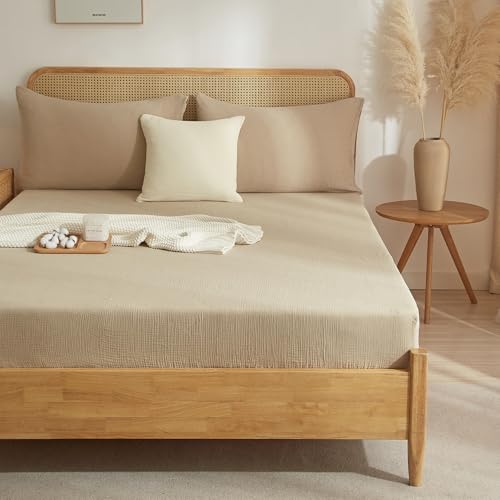 Luowei Muslin Spannbettlaken 180x200cm Khaki 100% Baumwolle Bettlaken Boxspringbett Bequem Hautfreundlich Leinenartigem Matratzenschoner für 25-30 cm höhe Matratze Luowei Muslin Spannbettlaken 180x200cm Khaki 100% Baumwolle Bettlaken Boxspringbett Bequem Hautfreundlich Leinenartigem Matratzenschoner für 25-30 cm höhe Matratze von Luowei