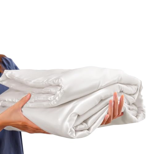 Luowei Sommer Satin Decke 200 x 200 cm weiß Kühlende Glatt Seide Decke Komfortabel Atmungsaktiv Kann Körper Kühl Halten für Nachtschweiß und Reisen im Freien von Luowei