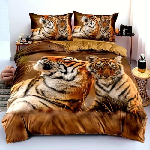 Luowei Tier Bettwäsche 155x220cm Kinder Jungen Tiger Motiv Braun Mikrofaser Bettbezug Set Weich 3D Effekt Bettwäsche 3teilig mit Reißverschluss und 2 Kissenbezug 80x80 cm Luowei Tier Bettwäsche 155x220cm Kinder Jungen Tiger Motiv Braun Mikrofaser Bettbezug Set Weich 3D Effekt Bettwäsche 3teilig mit Reißverschluss und 2 Kissenbezug 80x80 cm von Luowei