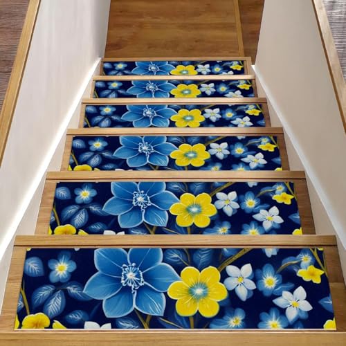 Bunte Blumen-Treppenmatten für Holzstufen, 76,2 x 20,3 cm, rutschfest, für den Innenbereich, Treppenläufer, Treppenläufer, Matten für Hunde, Kinder, ältere Menschen, mit wiederverwendbarem Klebstoff Bunte Blumen-Treppenmatten für Holzstufen, 76,2 x 20,3 cm, rutschfest, für den Innenbereich, Treppenläufer, Treppenläufer, Matten für Hunde, Kinder, ältere Menschen, mit wiederverwendbarem Klebstoff von Luoweisi
