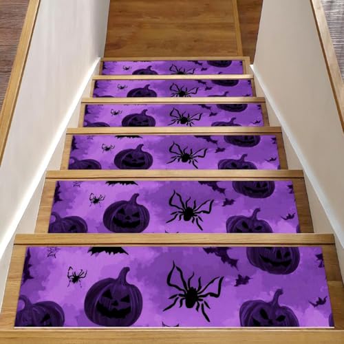 Halloween-Treppenmatten für Holzstufen, Kürbisspinne, rutschfest, für den Innenbereich, 76,2 x 20,3 cm, 15 Stück, mit wiederverwendbarem Kleber Halloween-Treppenmatten für Holzstufen, Kürbisspinne, rutschfest, für den Innenbereich, 76,2 x 20,3 cm, 15 Stück, mit wiederverwendbarem Kleber von Luoweisi