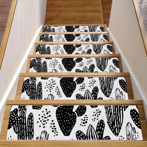 Luoweisi Handgezeichnete Kaktus-Treppenmatten für Holzstufen, 15 Stück, 76,2 x 20,3 cm, rutschfeste Treppenläufer, Treppenläufer, Matten für Hunde, Kinder, ältere Menschen, mit wiederverwendbarem Luoweisi Handgezeichnete Kaktus-Treppenmatten für Holzstufen, 15 Stück, 76,2 x 20,3 cm, rutschfeste Treppenläufer, Treppenläufer, Matten für Hunde, Kinder, ältere Menschen, mit wiederverwendbarem von Luoweisi