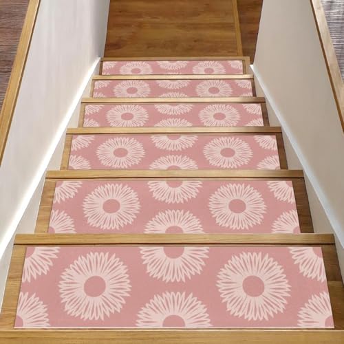 Luoweisi Stufenmatten für Holzstufen mit Mandala-Blumenmuster, 15 Stück, 76,2 x 20,3 cm, rutschfest, für den Innenbereich, Treppenläufer, Treppenläufer, Matten für Hunde, Kinder, ältere Menschen, mit von Luoweisi