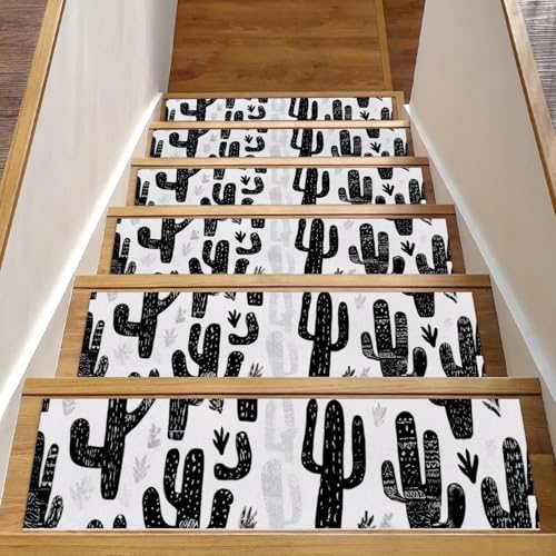 Luoweisi Stufenmatten mit Kaktus-Muster, für Holzstufen, 76,2 x 20,3 cm, rutschfest, für den Innenbereich, Treppenläufer, Treppenläufer, Matten für Hunde, Kinder, ältere Menschen, mit Luoweisi Stufenmatten mit Kaktus-Muster, für Holzstufen, 76,2 x 20,3 cm, rutschfest, für den Innenbereich, Treppenläufer, Treppenläufer, Matten für Hunde, Kinder, ältere Menschen, mit von Luoweisi