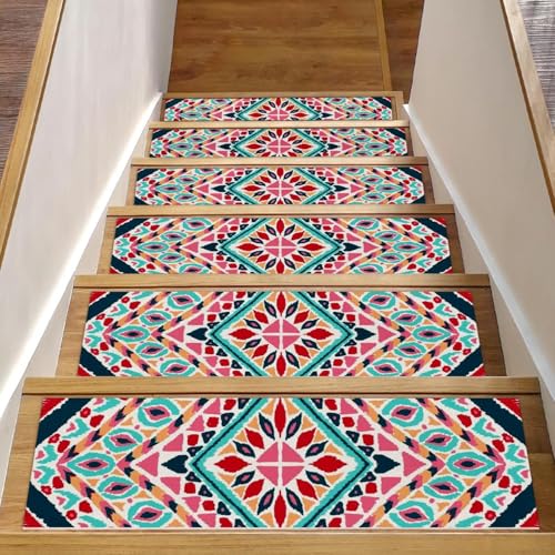 Luoweisi Stufenmatten mit geometrischem Aztekenmuster, für Holzstufen, 76,2 x 20,3 cm, rutschfest, für den Innenbereich, Treppenläufer, Stufenmatten für Hunde, Kinder, ältere Menschen, mit Luoweisi Stufenmatten mit geometrischem Aztekenmuster, für Holzstufen, 76,2 x 20,3 cm, rutschfest, für den Innenbereich, Treppenläufer, Stufenmatten für Hunde, Kinder, ältere Menschen, mit von Luoweisi