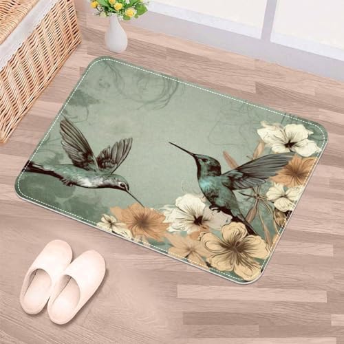 Luoweisi Vintage Blumen Kolibri Indoor Fußmatte 50 x 80 cm, Waschbarer Eingangsteppich, saugfähige rutschfeste Bodenmatte, Fußmatte, Innenmatte für Haustür, Eingang, Haustiere Luoweisi Vintage Blumen Kolibri Indoor Fußmatte 50 x 80 cm, Waschbarer Eingangsteppich, saugfähige rutschfeste Bodenmatte, Fußmatte, Innenmatte für Haustür, Eingang, Haustiere von Luoweisi