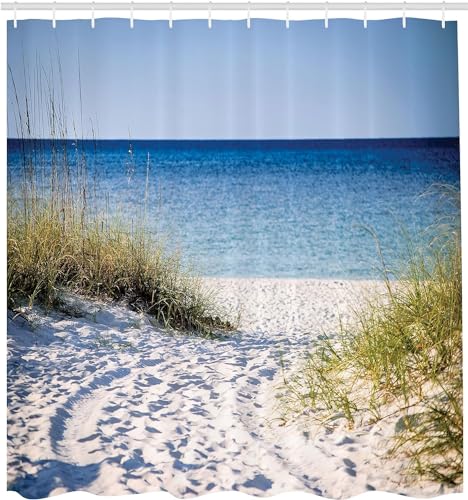 Luowenji Duschvorhang 120 x 200 Meerblick Shower Curtains 3D Duschvorhang Strandnatur Antischimmel Duschvorhänge für Badewanne Waschbar Textil Badezimmer Vorhang A1688 von Luowenji