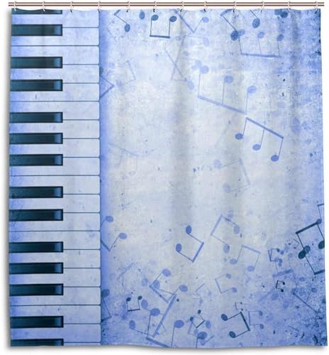 Luowenji Duschvorhang 120 x 200 Musik Notieren Shower Curtains 3D Duschvorhang Klaviertasten Antischimmel Duschvorhänge für Badewanne Waschbar Textil Badezimmer Vorhang A5230 von Luowenji