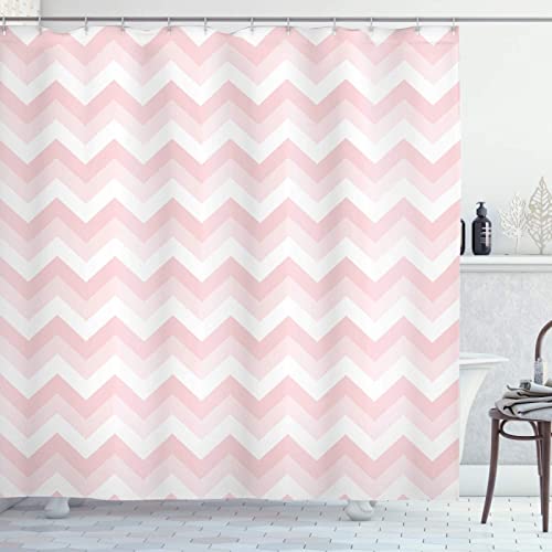 Luowenji Duschvorhang 180x200 rosa Welle Antischimmel Waschbar Duschvorhänge Mädchen Shower Curtains 3D Wasserdicht Badezimmer Vorhänge für Badewanne und Dusche mit Haken von Luowenji