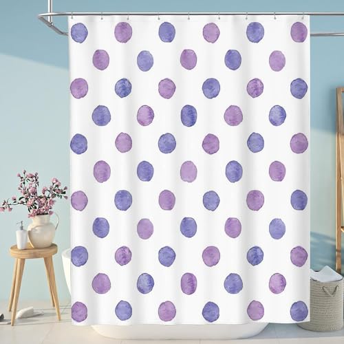Luowenji Duschvorhang 200x220 Süße Runde Shower Curtains 3D Duschvorhang Lila Antischimmel Duschvorhänge für Badewanne Waschbar Textil Badezimmer Vorhang 922L von Luowenji