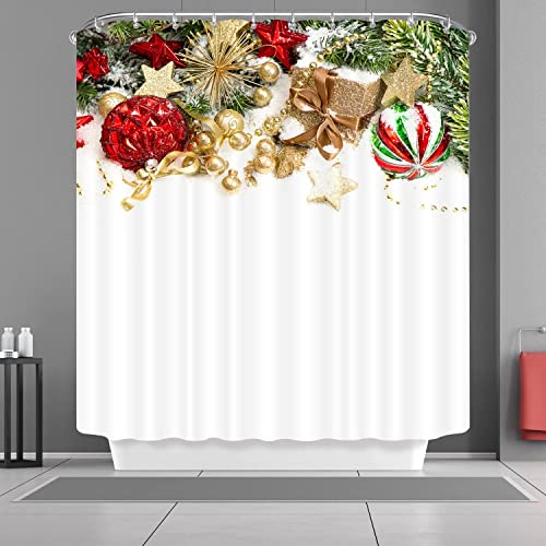 Luowenji Duschvorhang 240x200 Weihnachten Antischimmel Waschbar Duschvorhänge Feiertagsdekoration Shower Curtains 3D Wasserdicht Badezimmer Vorhänge für Badewanne und Dusche mit Haken D2106 von Luowenji
