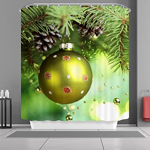 Luowenji Duschvorhang 240x200 Weihnachten Antischimmel Waschbar Duschvorhänge Grüne Pflanzen Shower Curtains 3D Wasserdicht Badezimmer Vorhänge für Badewanne und Dusche mit Haken D2162 von Luowenji