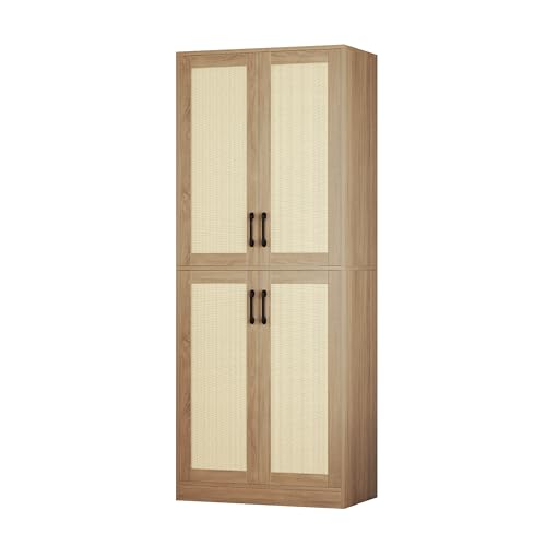 Luoxiao Küchenschrank Hochschrank 170 cm Aufbewahrungsschrank mit 4 Rattan Türen Badezimmerschrank mit Verstellbaren Regalen Mehrzweckschrank Schrank Holz für Wohnzimmer, Esszimmer Holzfarbe Luoxiao Küchenschrank Hochschrank 170 cm Aufbewahrungsschrank mit 4 Rattan Türen Badezimmerschrank mit Verstellbaren Regalen Mehrzweckschrank Schrank Holz für Wohnzimmer, Esszimmer Holzfarbe von Luoxiao