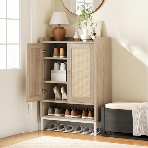 Luoxiao Schuhschrank mit Rattan Türen Schuhregal Schuhkommode Holz Schuhkipper Schmal mit verstellbaren Regalen Klein Schuhorganizer Schrank für Eingangsbereich, Flur, Wohnzimmer, Wohnung Holzfarbe Luoxiao Schuhschrank mit Rattan Türen Schuhregal Schuhkommode Holz Schuhkipper Schmal mit verstellbaren Regalen Klein Schuhorganizer Schrank für Eingangsbereich, Flur, Wohnzimmer, Wohnung Holzfarbe von Luoxiao