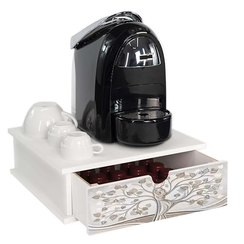 Lupia - Contenitore Porta Capsule e Cialde caffè Cassetto ORGANIZER White ALBERO ABBRACCIO 33x33 cm in legno per casa, cucina, angolo bar ufficio von Lupia
