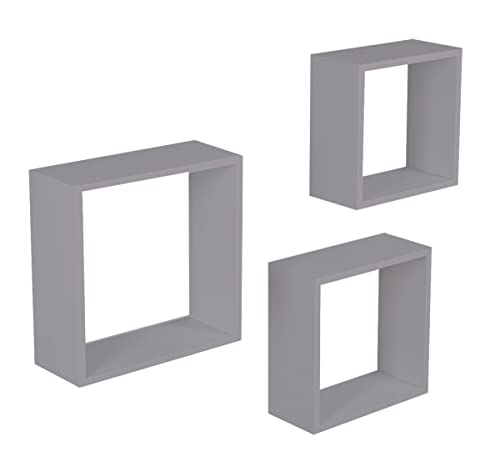 Lupia KUBI Set 3 Wandregale, quadratisch, MDF, Grau, 3 Größen 20/25/30 cm Lupia KUBI Set 3 Wandregale, quadratisch, MDF, Grau, 3 Größen 20/25/30 cm von Lupia