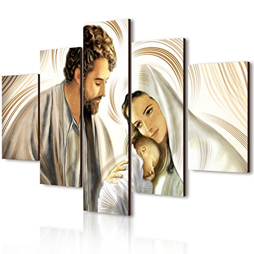 Lupia - Quadro moderno Sacra Famiglia 5 pezzi in Legno Vogue 66X115 cm Nativity Brown, per soggiorno, Camera da letto Lupia - Quadro moderno Sacra Famiglia 5 pezzi in Legno Vogue 66X115 cm Nativity Brown, per soggiorno, Camera da letto von Lupia