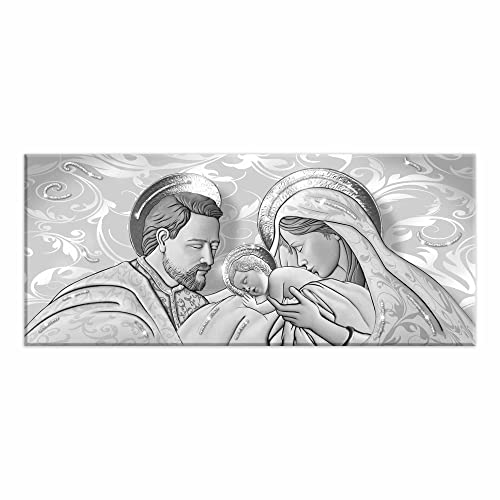 Lupia - Modernes Glitzerbild der Heiligen Familie auf Leinwand, Umweltfreundlicher Holzfaser-Rahmen, Elegantes Design, Passend für Alle Einrichtungsstile, Silber, 52 x 122 cm, PVC-Leinwand Lupia - Modernes Glitzerbild der Heiligen Familie auf Leinwand, Umweltfreundlicher Holzfaser-Rahmen, Elegantes Design, Passend für Alle Einrichtungsstile, Silber, 52 x 122 cm, PVC-Leinwand von Lupia