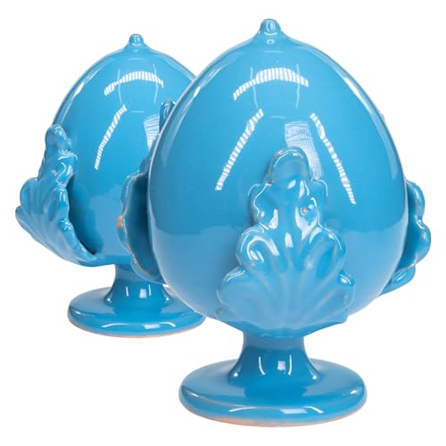 Lupia PUMO farbig BLAU Salentino Geschlossen Neue Dekoration aus typisch apulischer Keramik Groß H 16 cm von Lupia