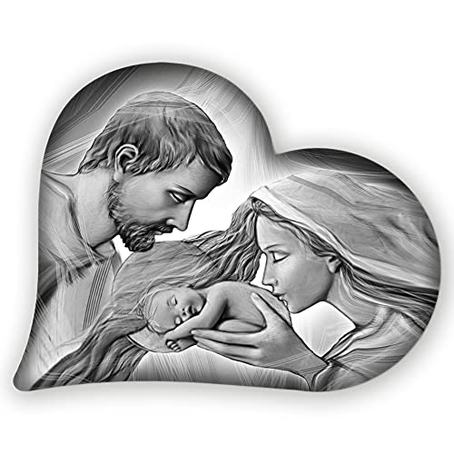 Lupia - Quadro Capezzale, Collezione Heart HOLY KISS Grey Sacra Famiglia, in Legno, Stampa Artigianale e Made in Italy, 50x65 cm, Grigio Lupia - Quadro Capezzale, Collezione Heart HOLY KISS Grey Sacra Famiglia, in Legno, Stampa Artigianale e Made in Italy, 50x65 cm, Grigio von Lupia